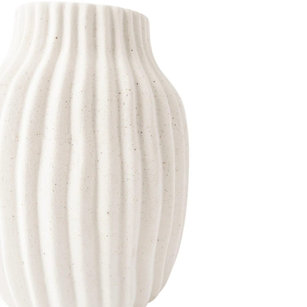 Coastal Tones Collection Ceramic Vase - SHORT TEXTURE WHITE - Image 2