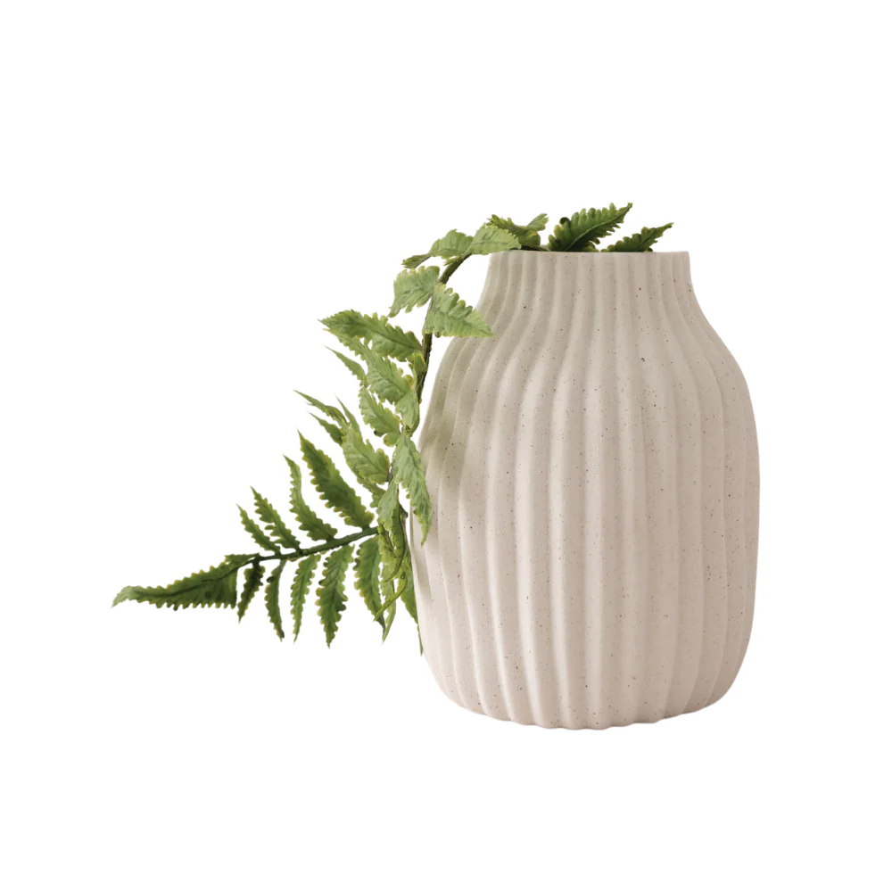 Coastal Tones Collection Ceramic Vase - SHORT TEXTURE WHITE - Image 3