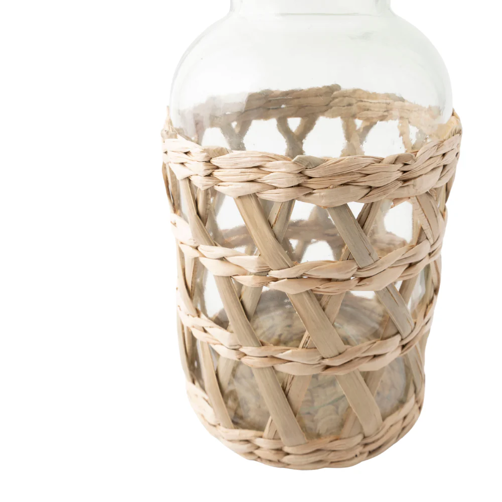 Coastal Tones Collection Raffia Glass Jug - Image 2