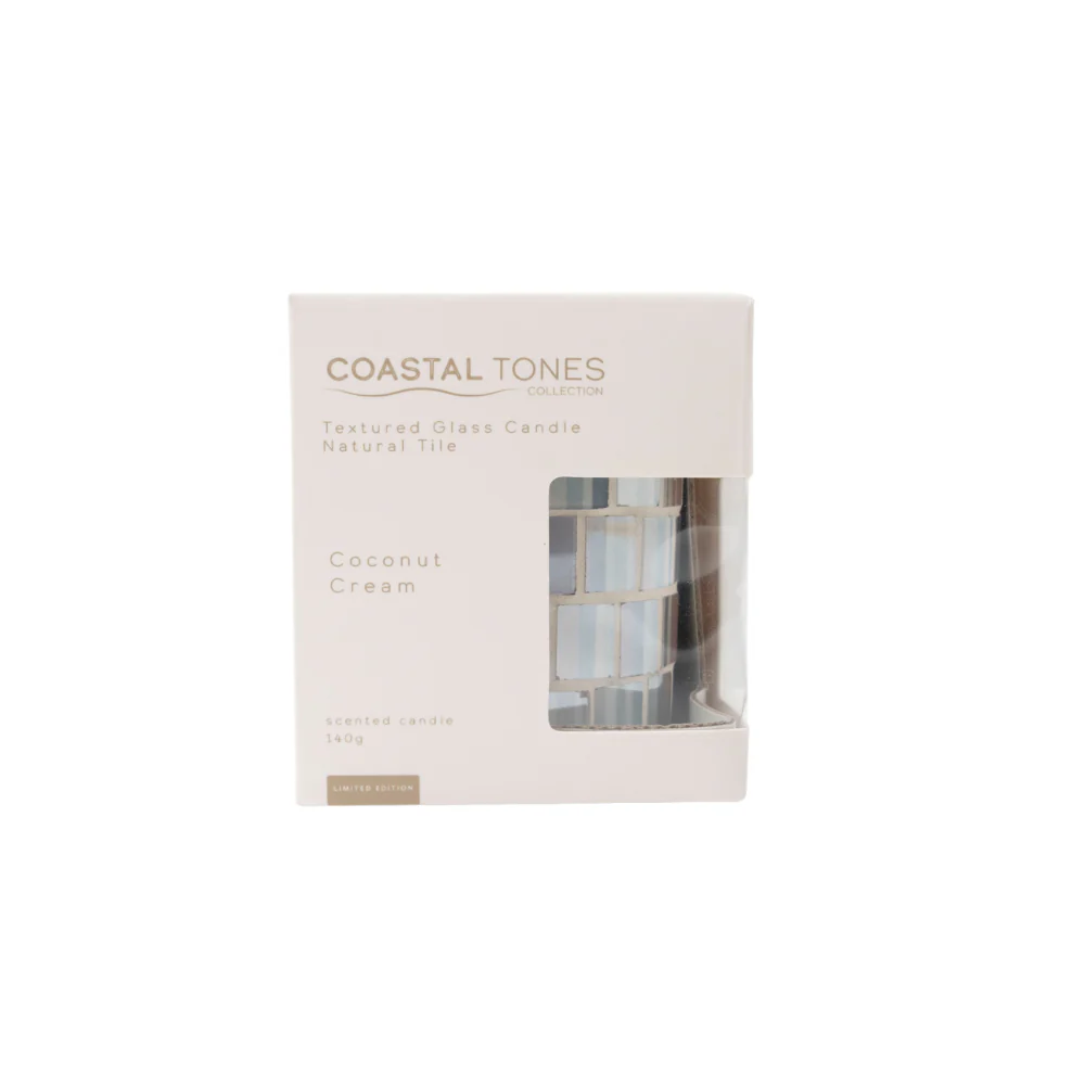 Coastal Tones Collection Textured Glass Candle - NATURAL TILE - Image 2