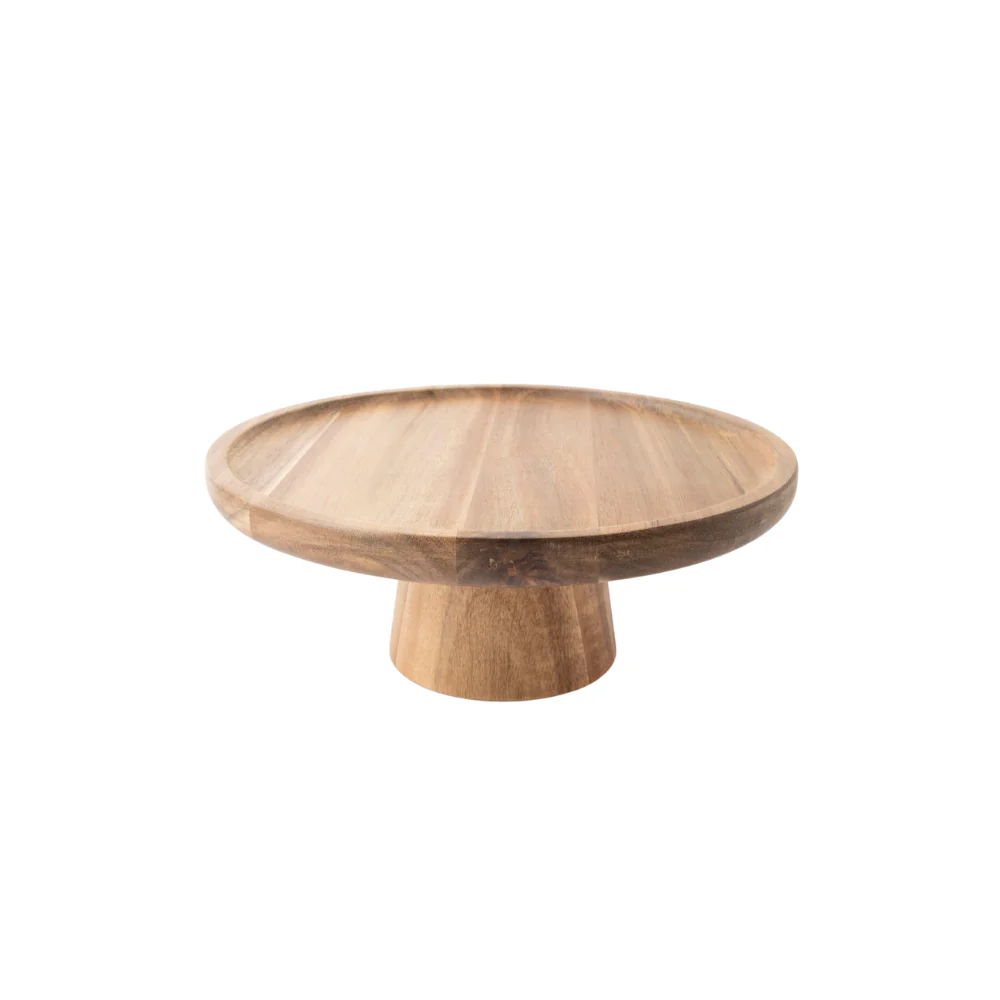 Coastal Tones Collection Wooden Serving Stand - MEDIUM ROUND
