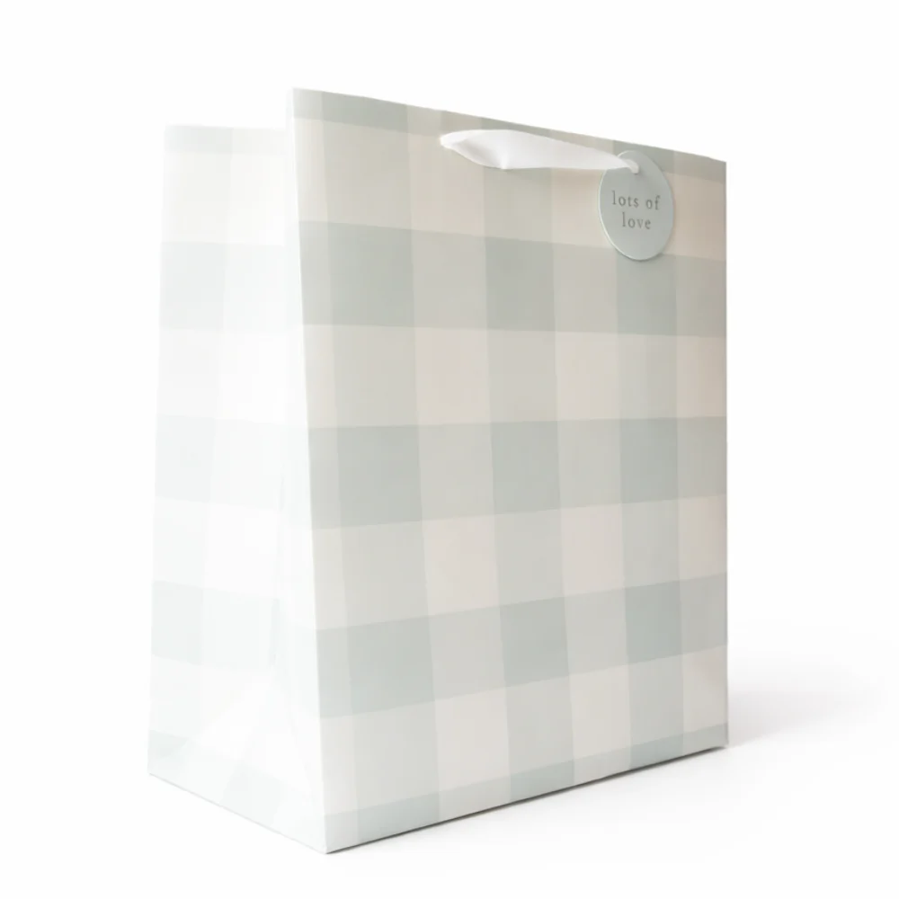 Extra-Large Gift Bag - GREEN GINGHAM - Image 2