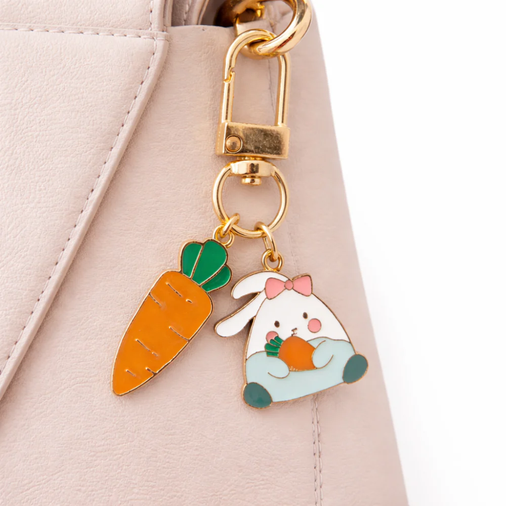 Hoppy Times Kids Easter Keyring Enamel - CARROT BUNNY - Image 2