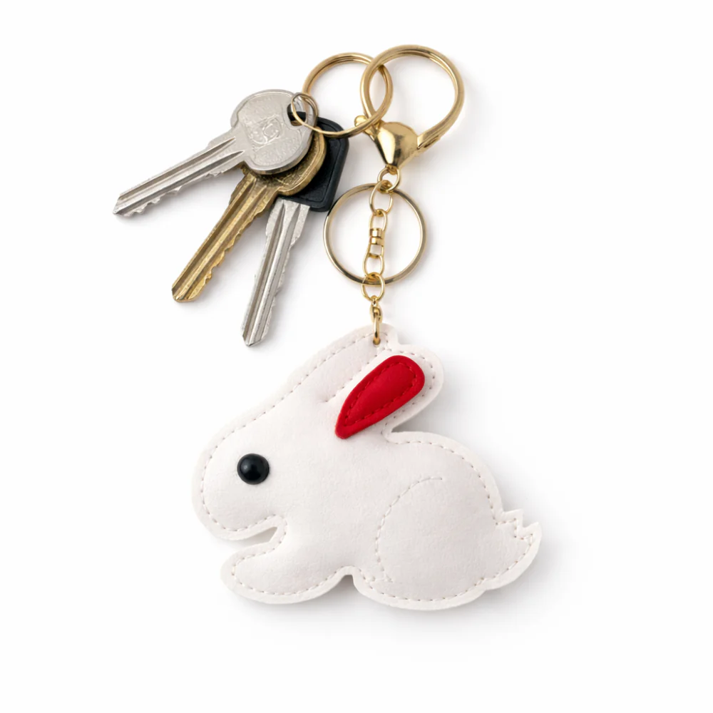 Hoppy Times Kids Easter Keyring PU - WHITE BUNNY - Image 2