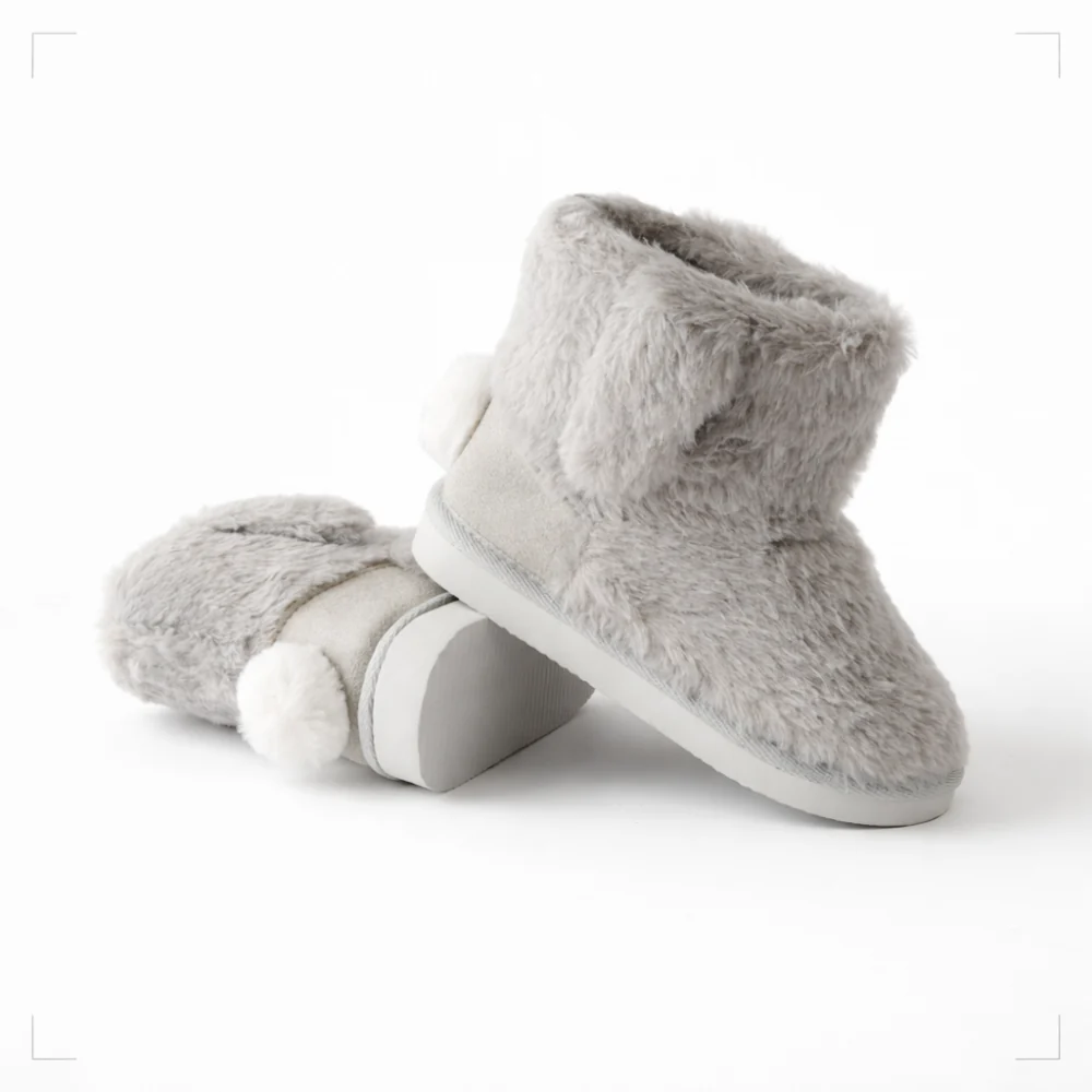 Hoppy Times Kids Easter Novelty Slipper Boot - GREY BUNNY - Image 3