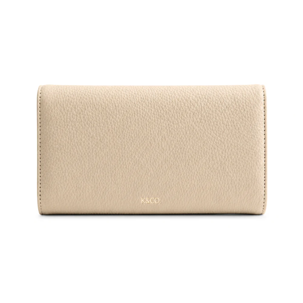 K&Co. Genuine Leather Clasp Wallet - BEIGE - Image 3