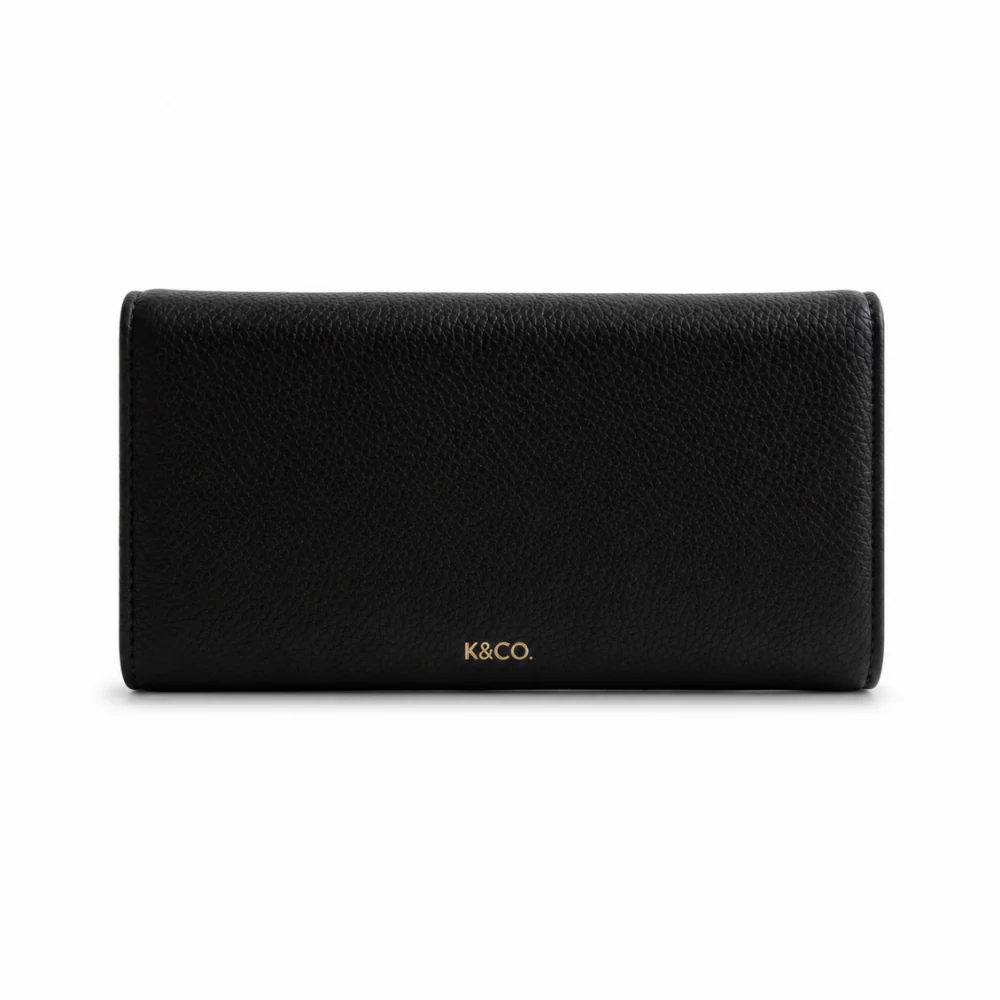 K&Co. Genuine Leather Clasp Wallet - BLACK - Image 3