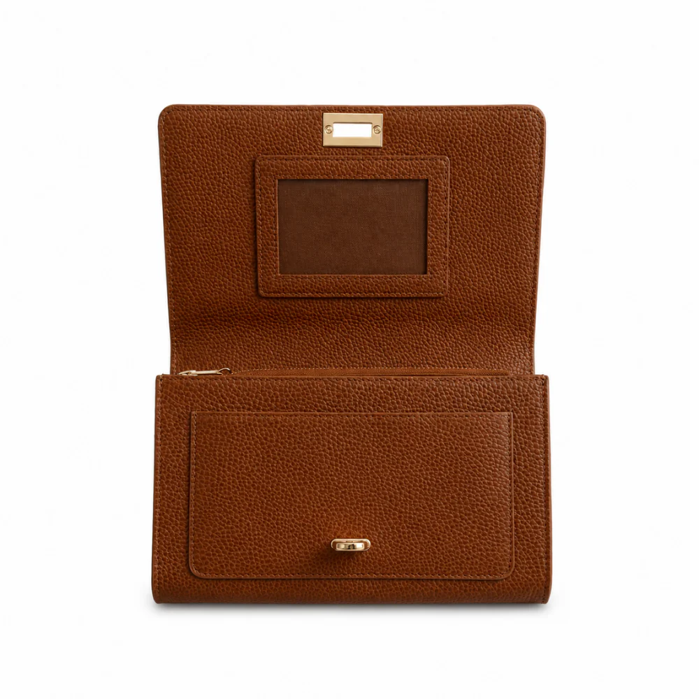 K&Co. Genuine Leather Clasp Wallet Clutch - TAN - Image 3