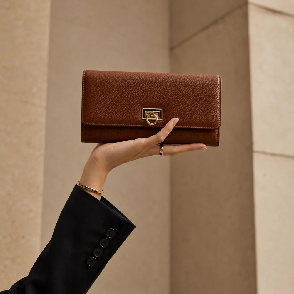 K&Co. Genuine Leather Clasp Wallet - TAN - Image 2