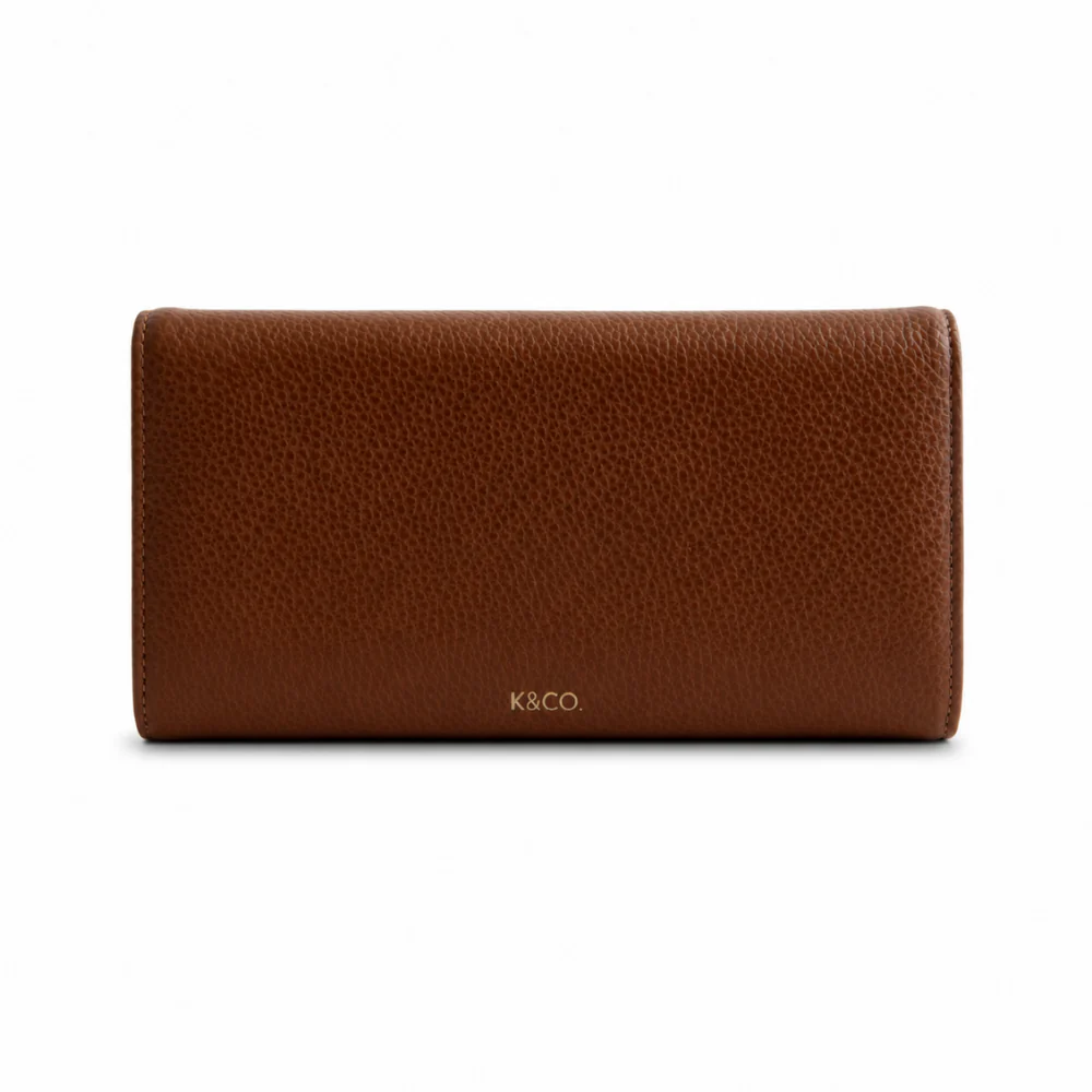 K&Co. Genuine Leather Clasp Wallet - TAN - Image 3