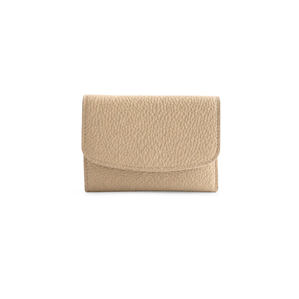K&Co. Genuine Leather Flapover Card Wallet - BEIGE