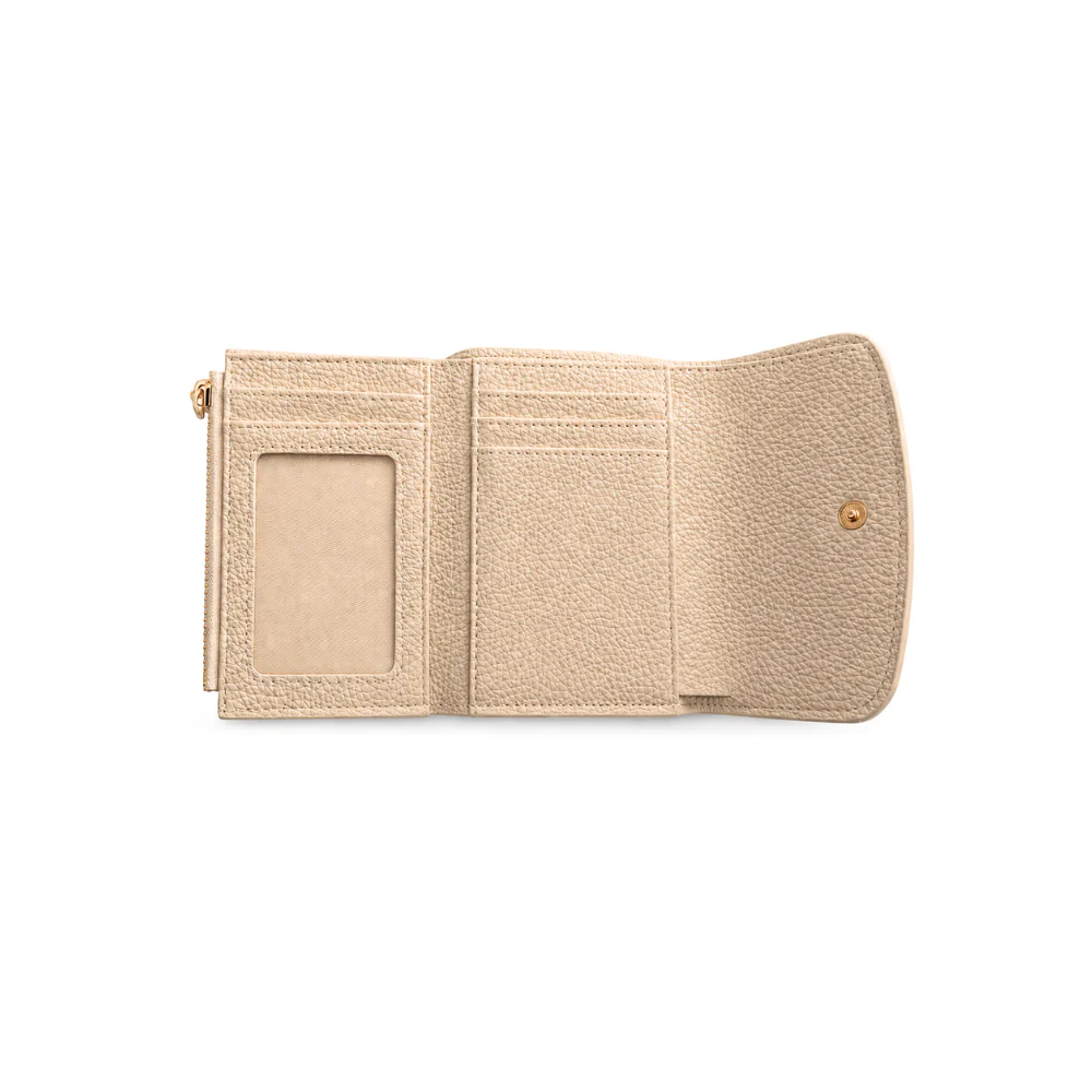 K&Co. Genuine Leather Flapover Card Wallet - BEIGE - Image 3