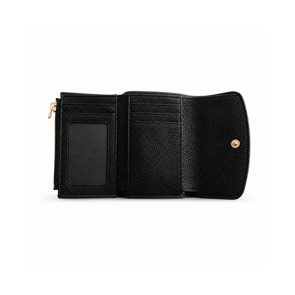 K&Co. Genuine Leather Flapover Card Wallet - BLACK - Image 3
