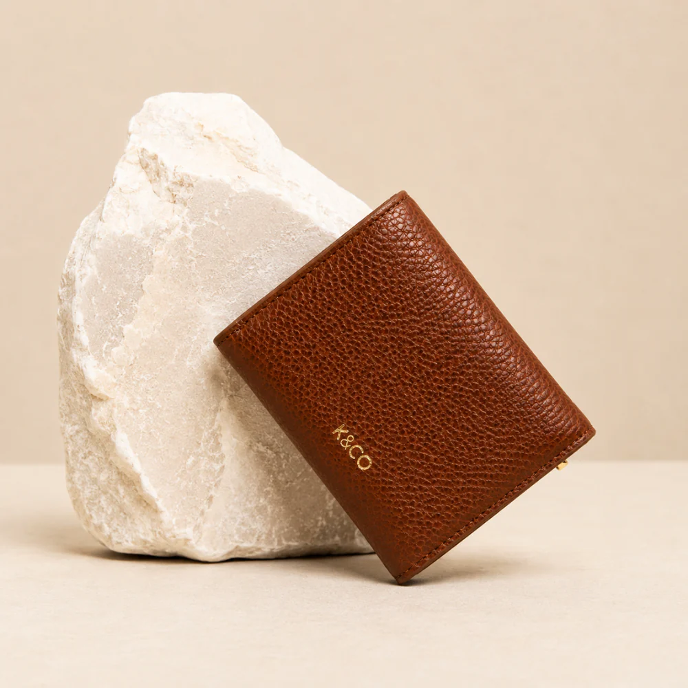 K&Co. Genuine Leather Flapover Card Wallet - TAN - Image 2