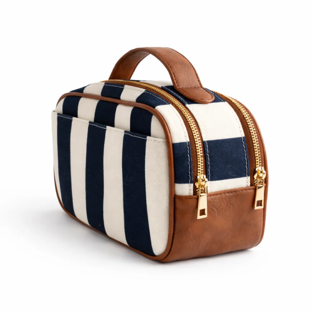 K&Co. Journey Collection Travel Handle Toiletries Bag - NAVY STRIPE - Image 2