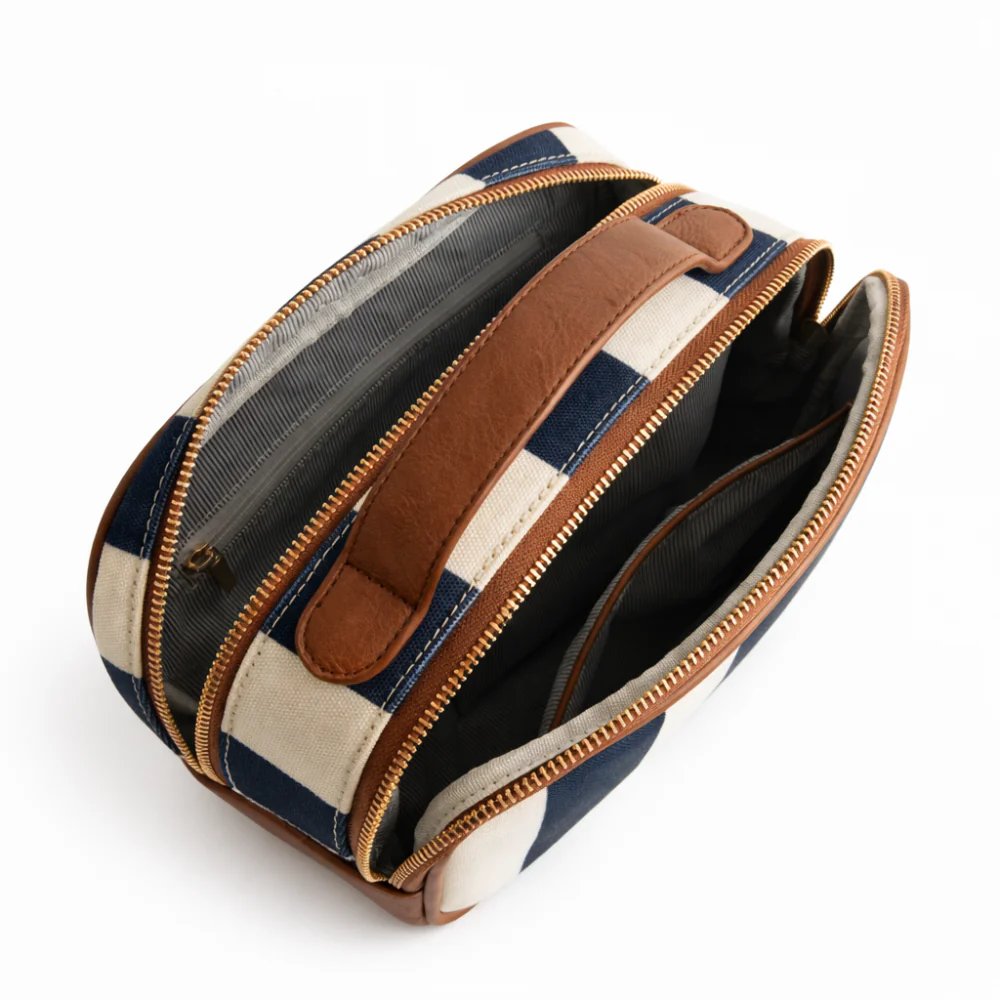 K&Co. Journey Collection Travel Handle Toiletries Bag - NAVY STRIPE - Image 3