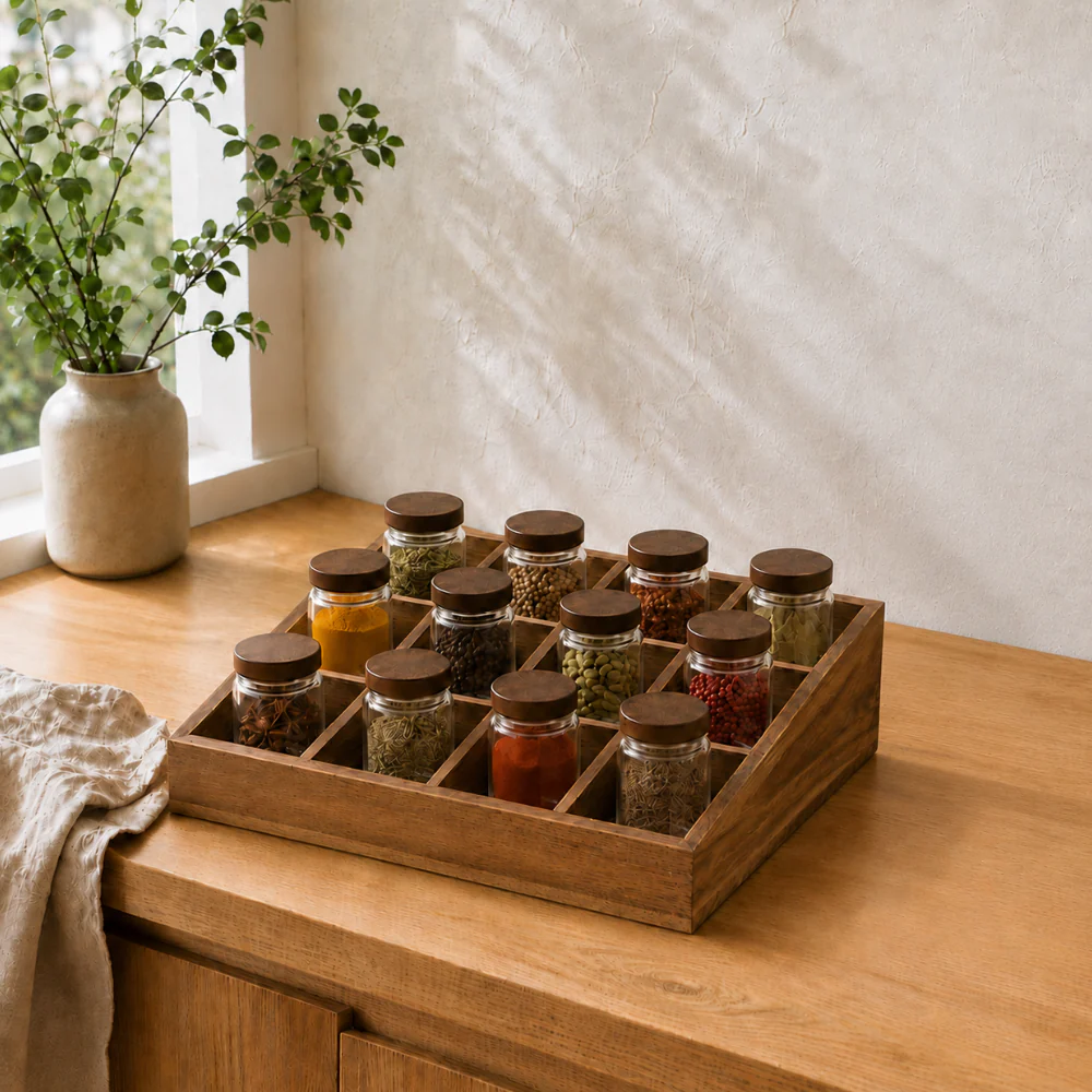 K&Co. Kitchen Storage Acacia Spice Rack - Image 2