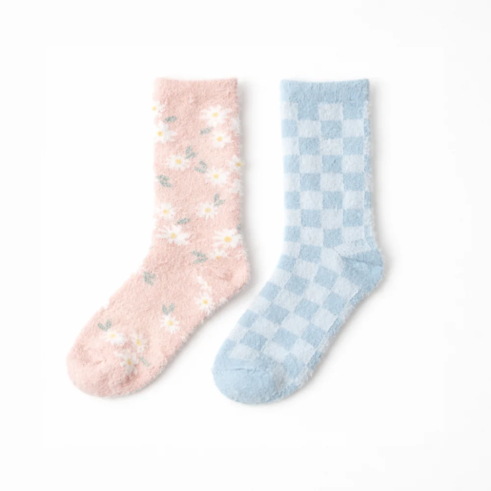 K&Co. Petal Series Bed Socks 2pk - PINK DAISY