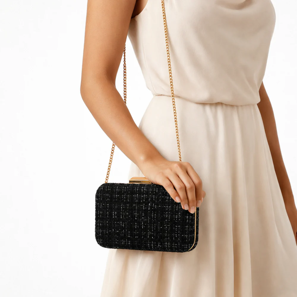 K&Co. Petal Series Boucle Clutch  - BLACK - Image 2