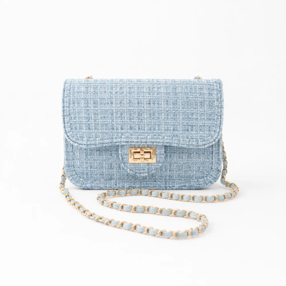 K&Co. Petal Series Boucle Mini Flapover Side Bag  - BLUE