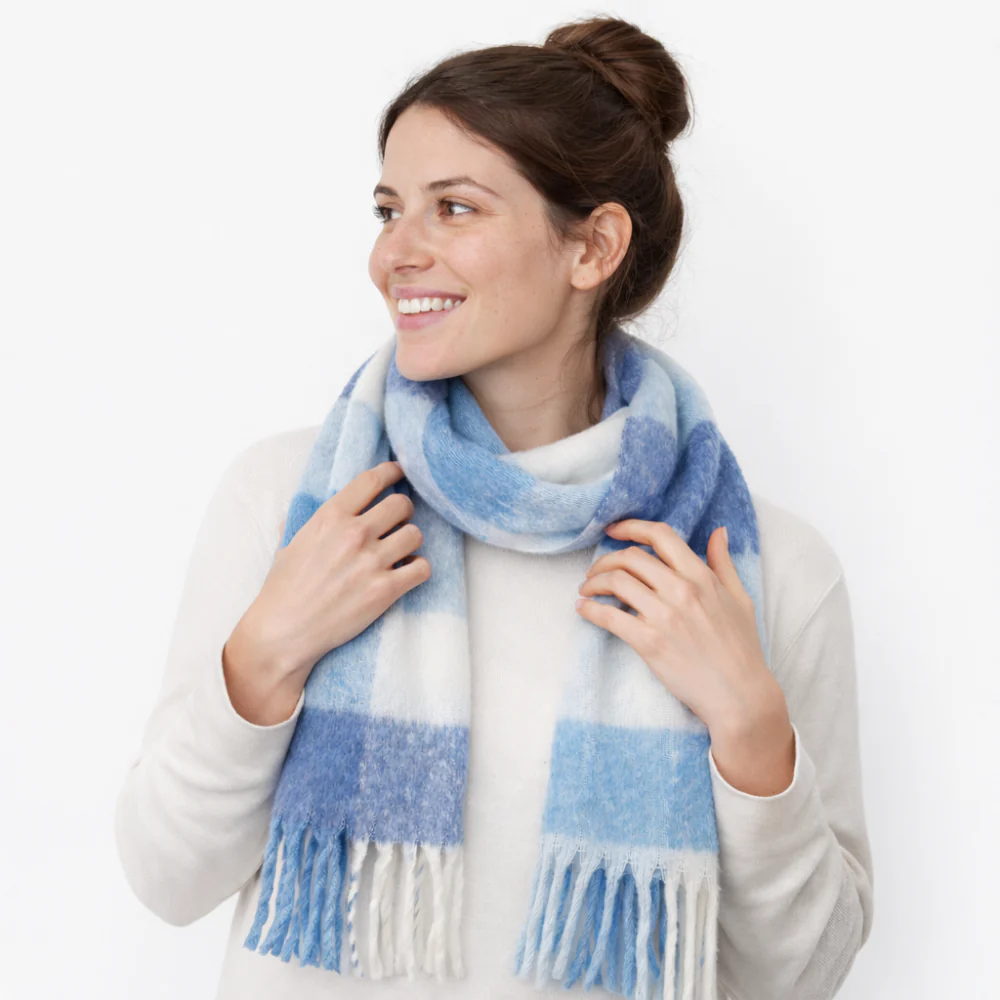 K&Co. Petal Series Chunky Scarf - BLUE CHECK - Image 2