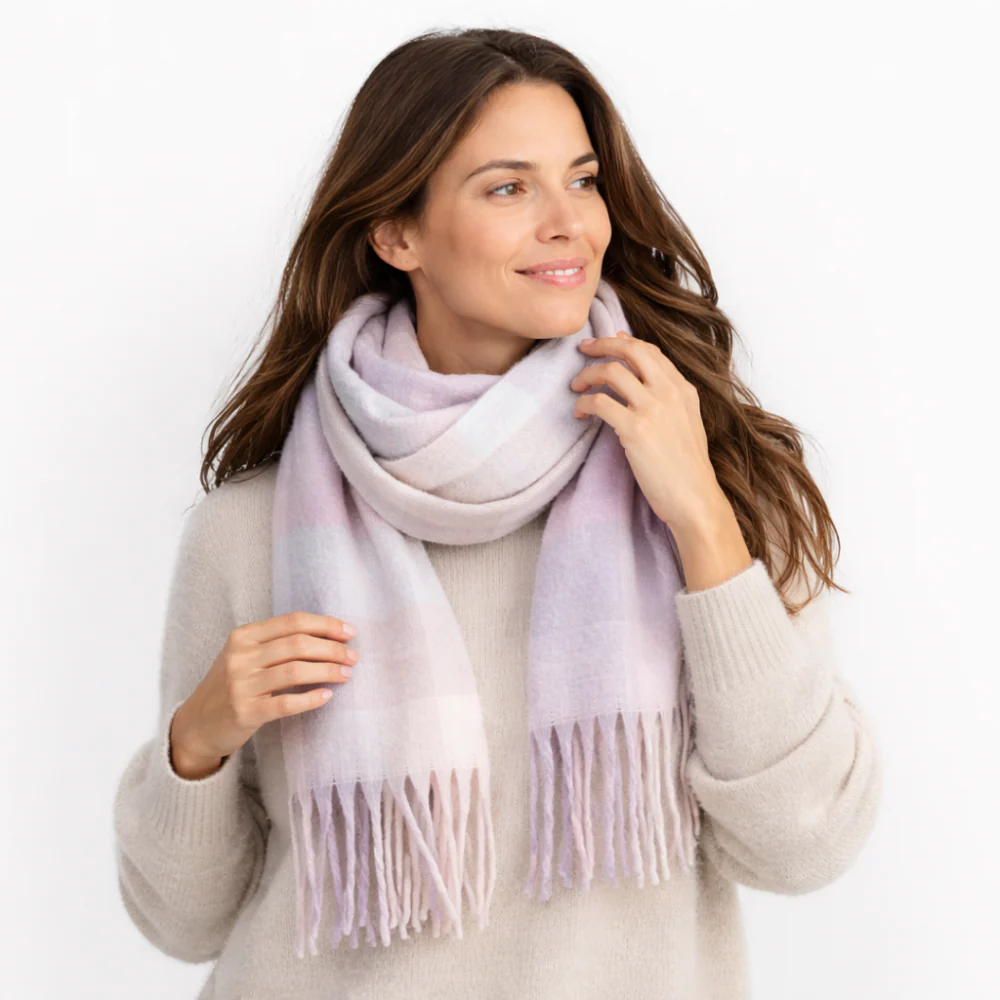 K&Co. Petal Series Chunky Scarf - LILAC CHECK - Image 2
