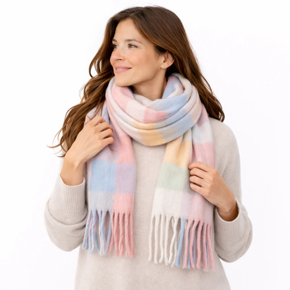 K&Co. Petal Series Chunky Scarf - PASTEL CHECK - Image 2