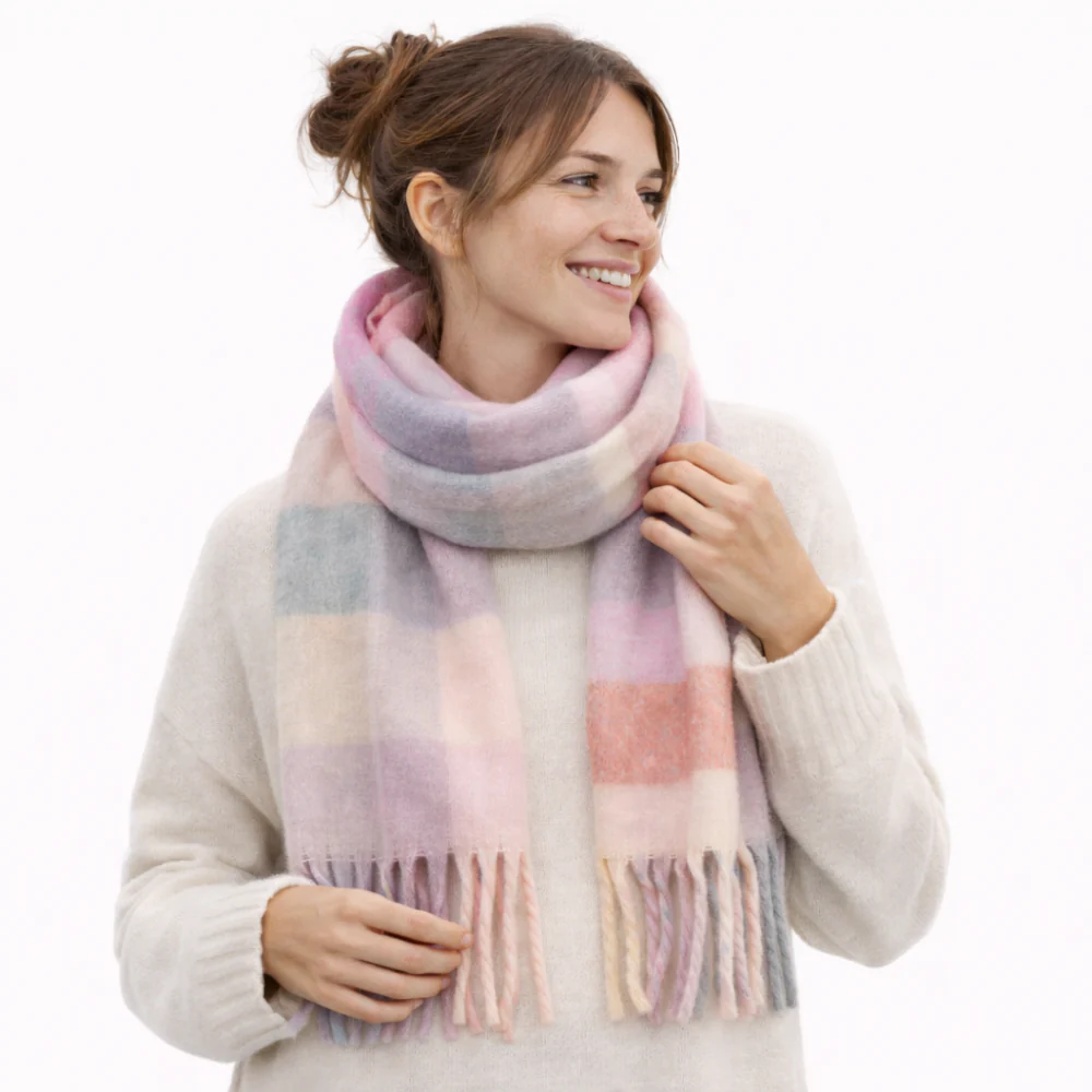K&Co. Petal Series Chunky Scarf - PINK CHECK - Image 2