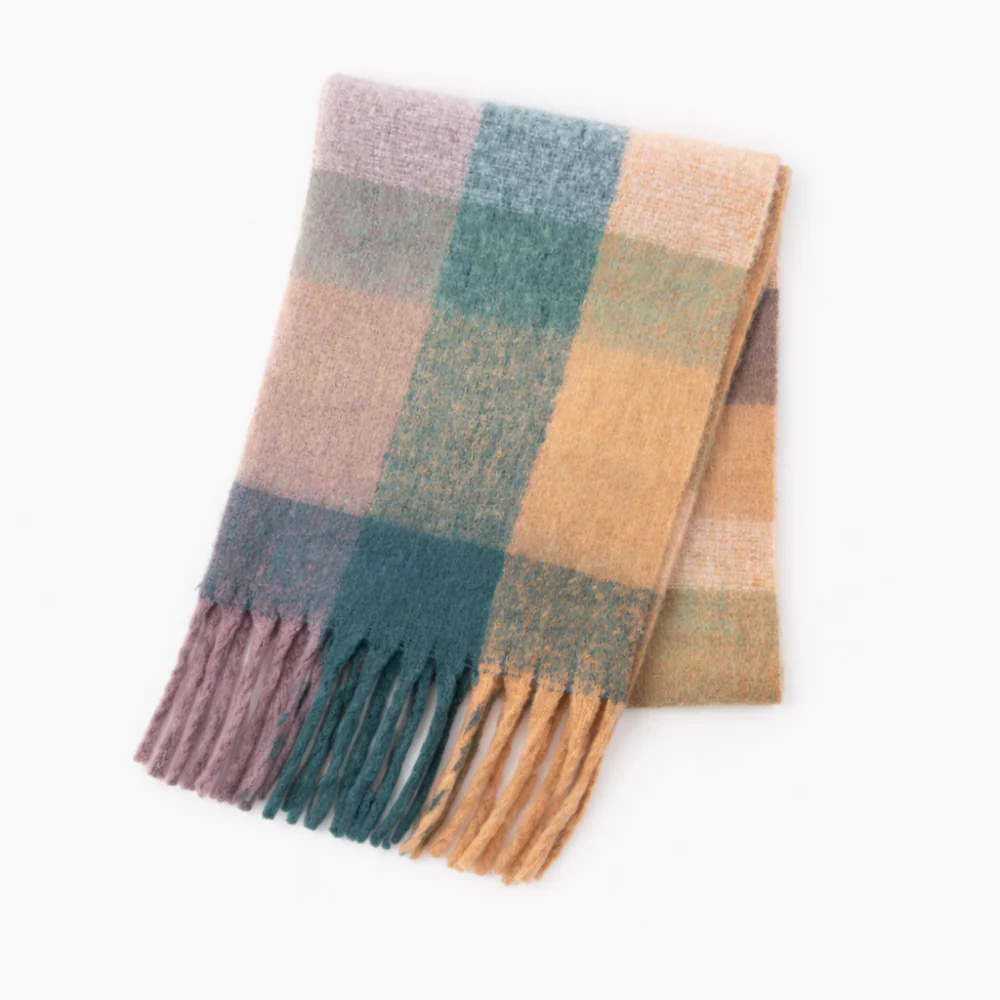 K&Co. Petal Series Chunky Scarf - TEAL/PURPLE CHECK - Image 3
