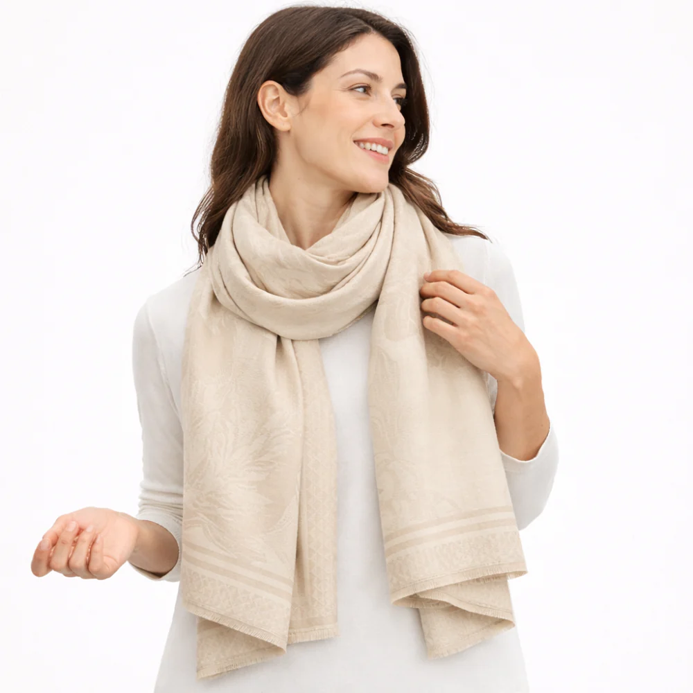K&Co. Petal Series Jacquard Scarf - FLORAL LATTE - Image 2