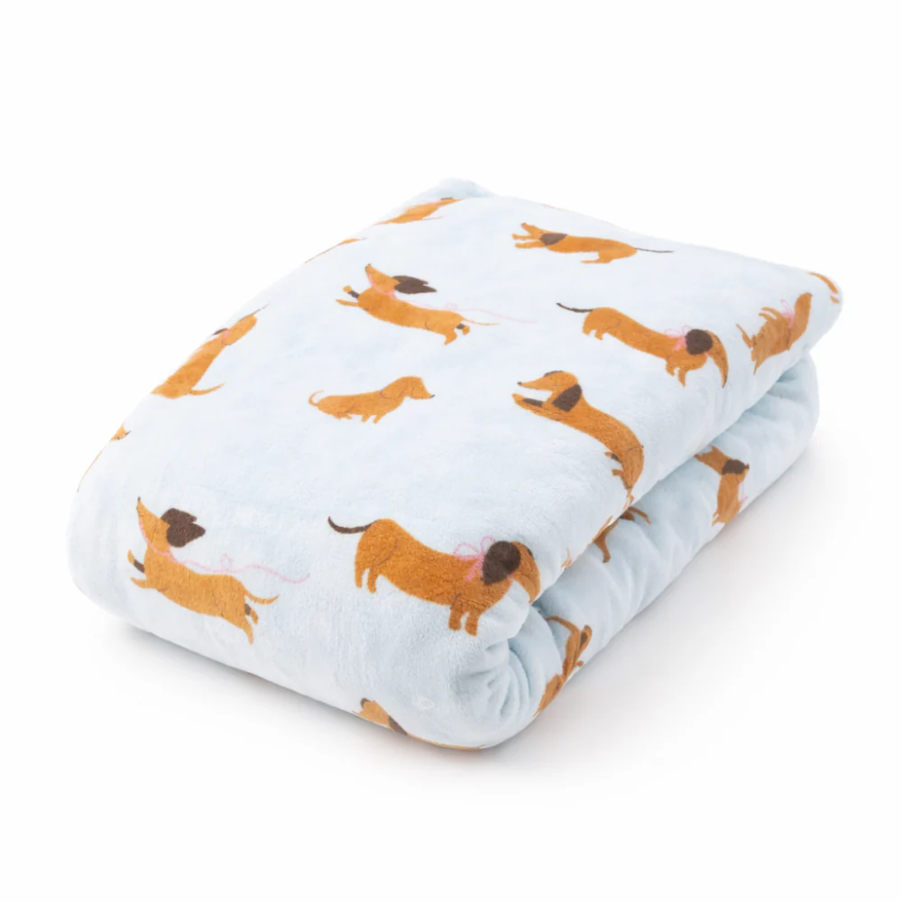 K&Co. Petal Series Printed Blanket - HAPPY PUPS BLUE - Image 2