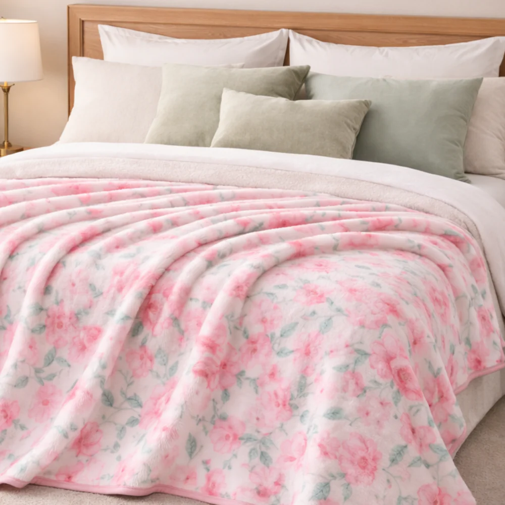 K&Co. Petal Series Printed Blanket - Petal Series PINK - Image 3