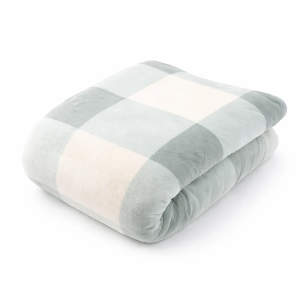 K&Co. Petal Series Printed Blanket - SAGE GINGHAM - Image 2