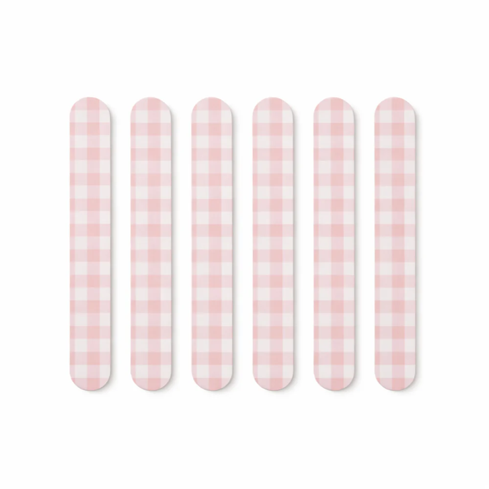 K&Co. Petal Series Printed Nail File 6pk - PINK GINGHAM - Image 2
