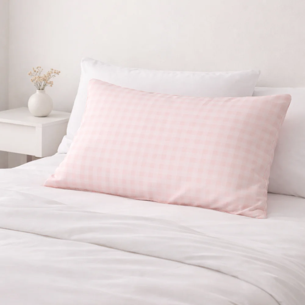 K&Co. Petal Series Satin Pillow Case - PINK GINGHAM - Image 2