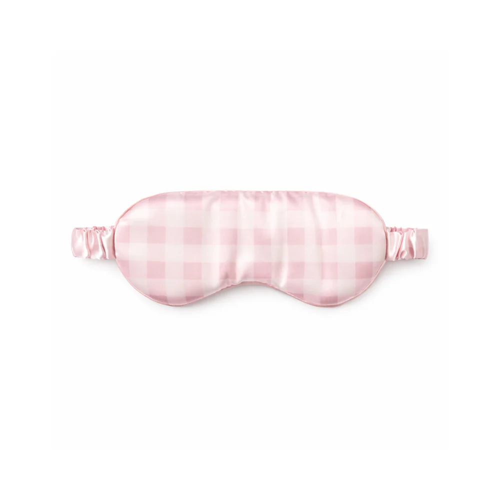 K&Co. Petal Series Satin Sleep Mask - PINK GINGHAM - Image 2