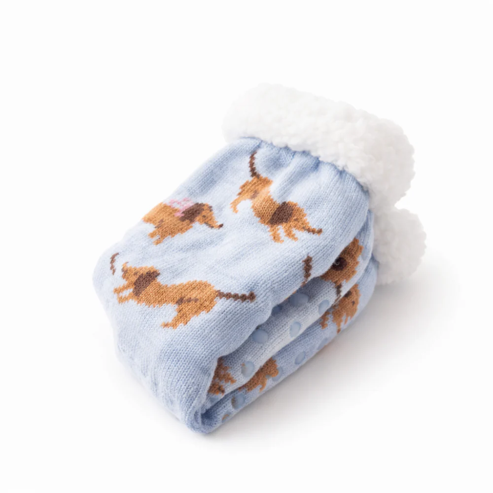 K&Co. Petal Series Slipper Socks - HAPPY PUPS BLUE - Image 3