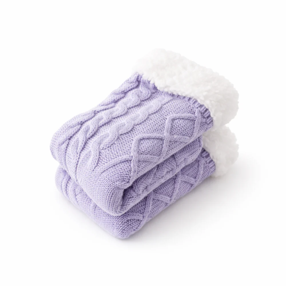 K&Co. Petal Series Slipper Socks - LILAC CABLE - Image 3