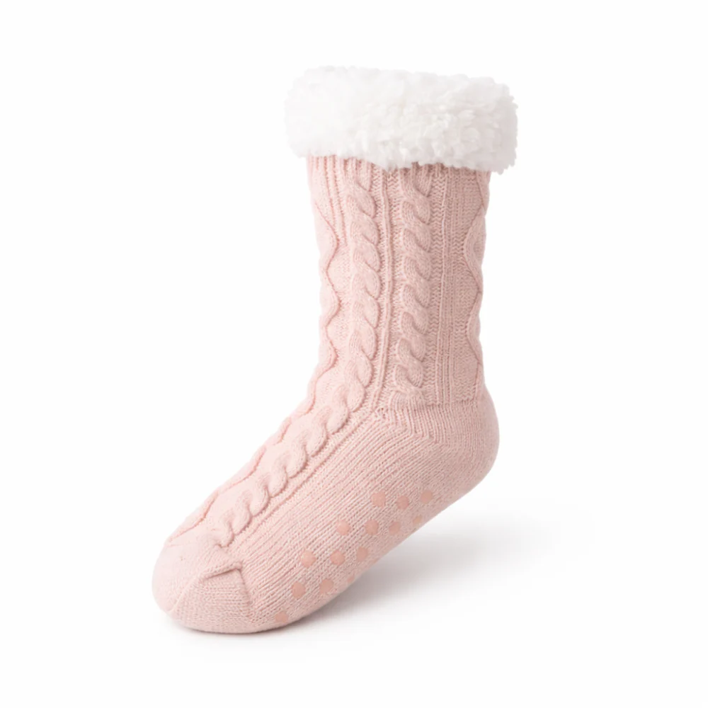 K&Co. Petal Series Slipper Socks - PINK CABLE - Image 2