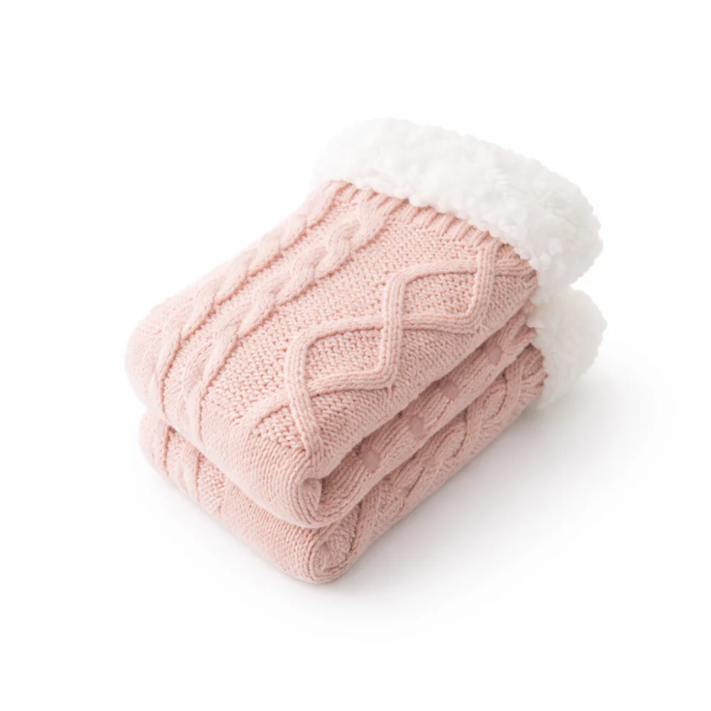 K&Co. Petal Series Slipper Socks - PINK CABLE - Image 3