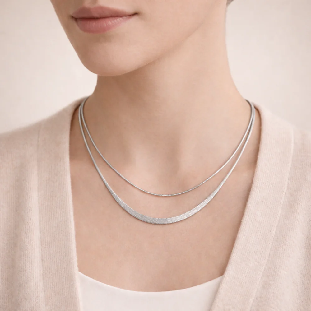 K&Co. Signature Jewellery Jada Layered Snake Chain Necklace - SILVER - Image 2