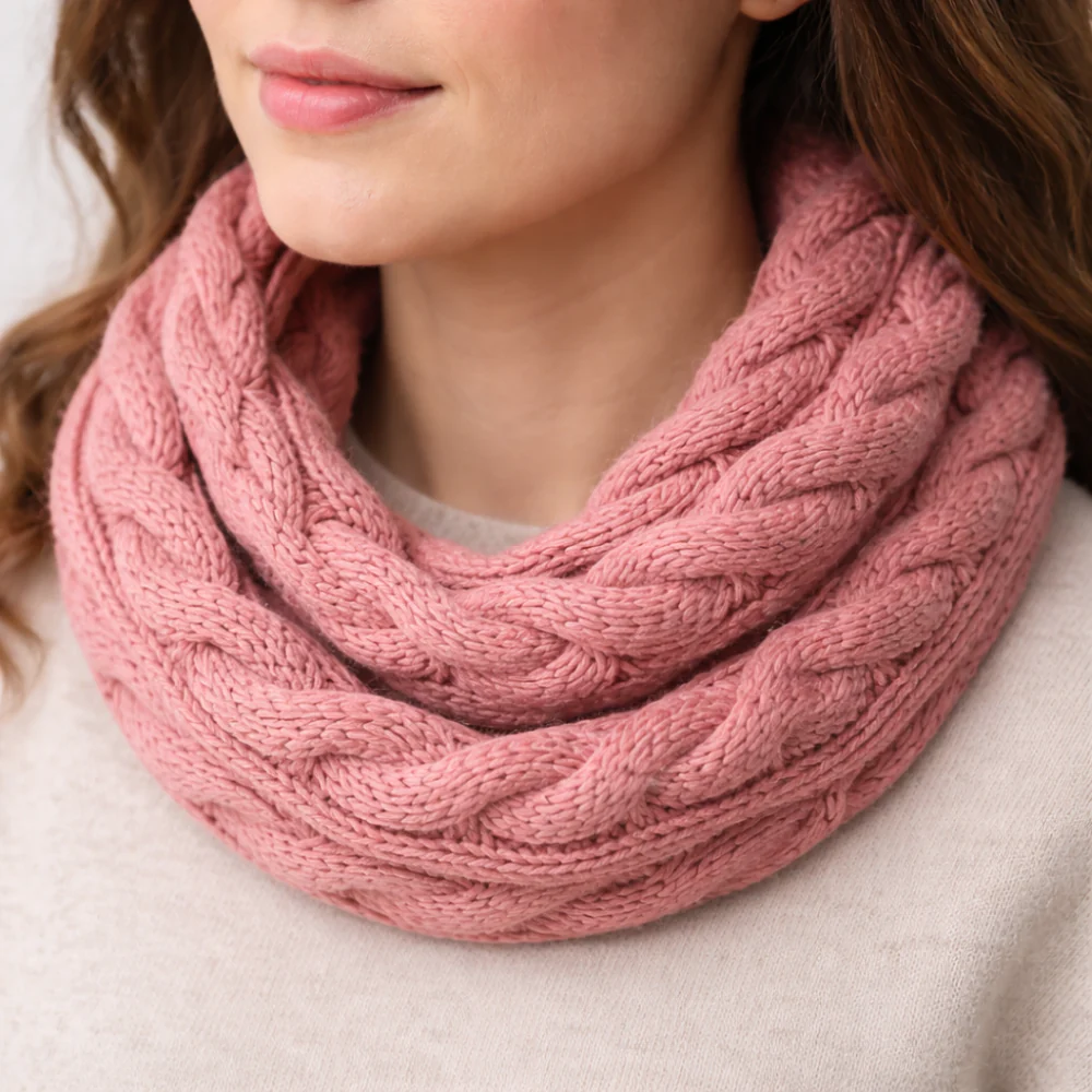 K&Co. Primrose Collection Cable Knit Snood - DUSTY ROSE - Image 2