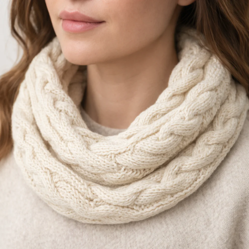 K&Co. Primrose Collection Cable Knit Snood - OATMEAL - Image 2