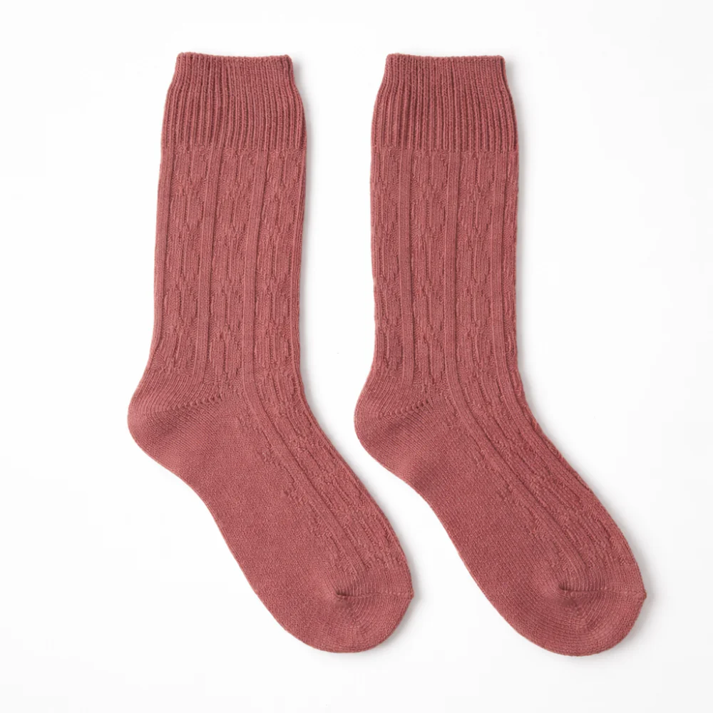 K&Co. Primrose Collection Cable Knit Socks - DUSTY ROSE