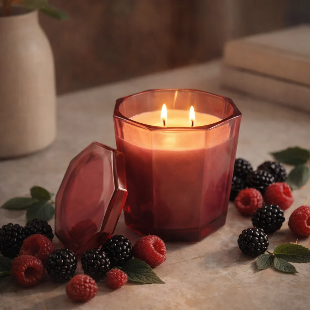 K&Co. Primrose Collection Glass Prism Candle - BLACK RASPBERRY - Image 2
