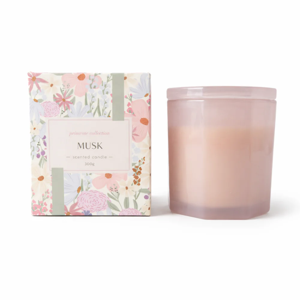 K&Co. Primrose Collection Glass Prism Candle - MUSK