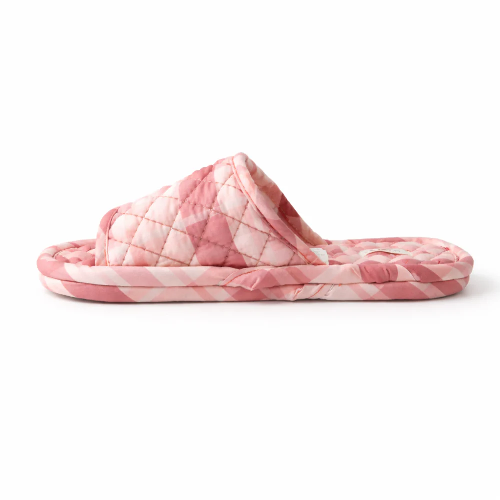 K&Co. Primrose Collection Quilted Slippers - BERRY GINGHAM - Image 3