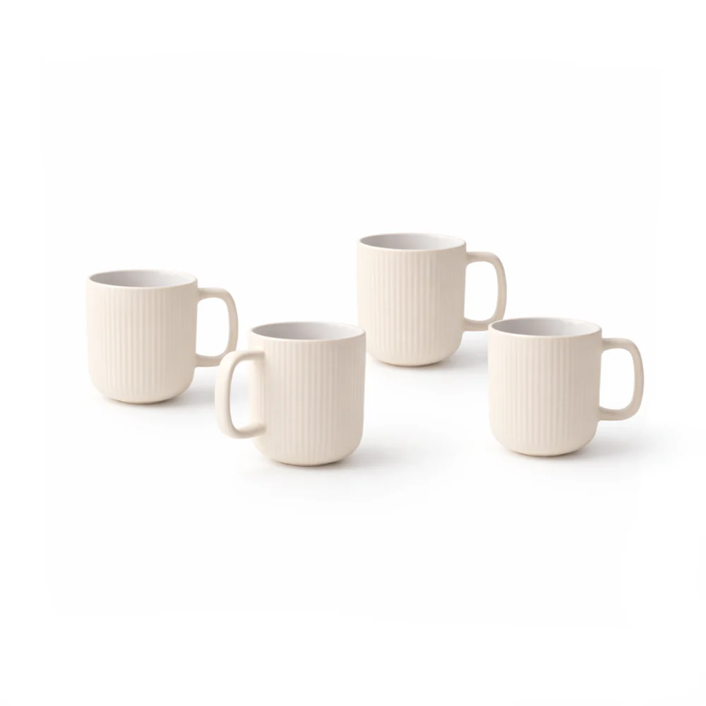 K&Co. Rhubarb 4pk Coffee Cup - CREAM