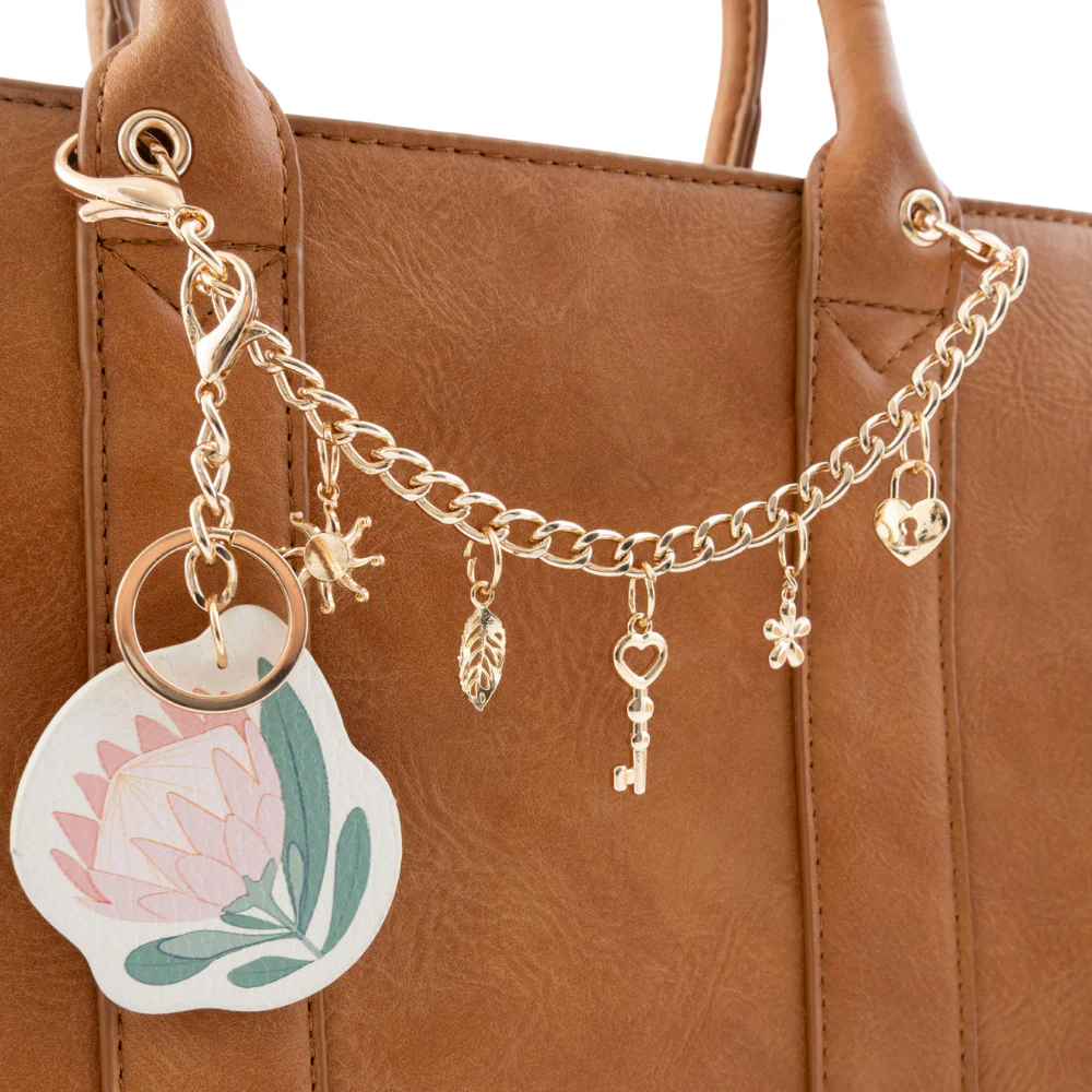 K&Co. Wild Flower Collection Structured Mini Tote Bag with Charms - TAN - Image 2