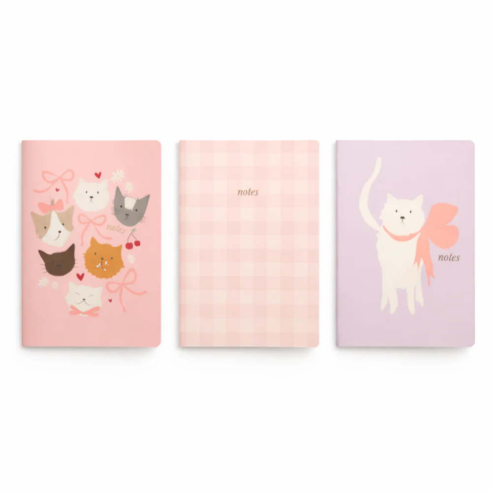 Kaiser 3pk A5 Notebook with Cover Set - KIT-TEA CAT - Image 2